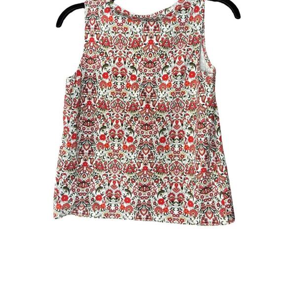 Charter Club Cotton Off White Tank  Red/Green Paisley Floral Print - Picture 2 of 4